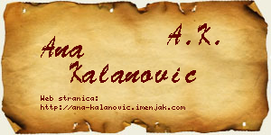 Ana Kalanović vizit kartica